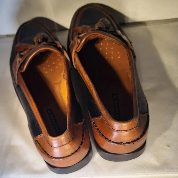 FLORSHEIM Mens Slip On Shoes With Tassels Two Tone Black & Brown 11.5 - Picture 9 of 13